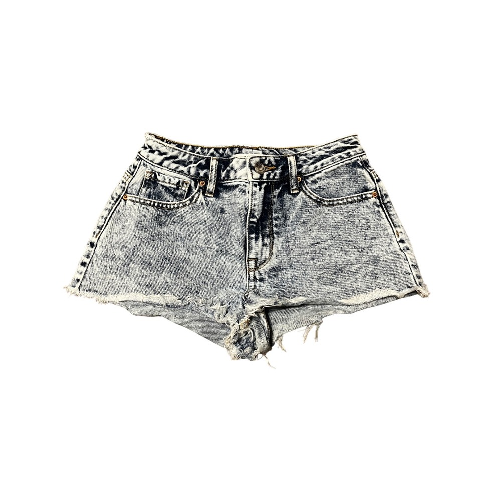 High Rise Denim Shorts Acid Wash Festival Y2K Cutoff Size 24